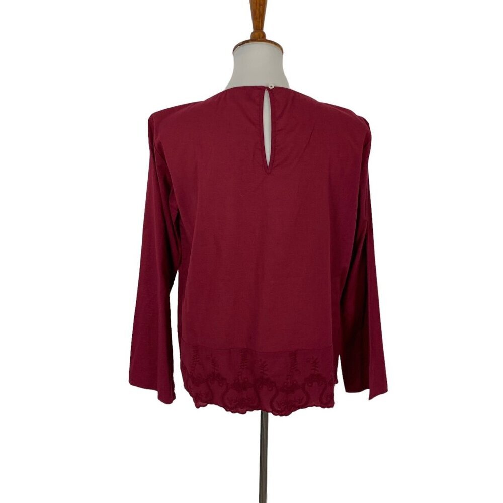 United Colors of Benetton Top Small‎ Red Long Sleeve Flowy Stretch Basic - Picture 3 of 6